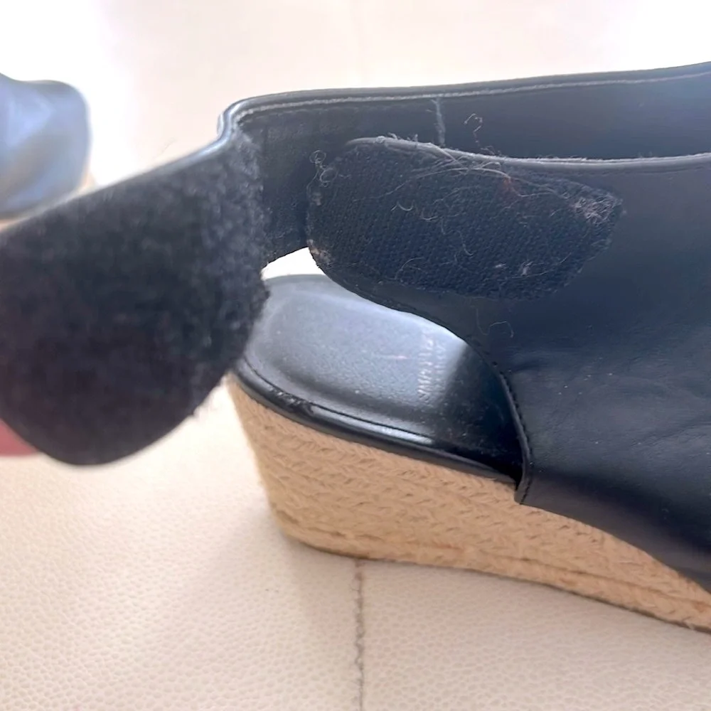 Simply Vera Vera Wang Espadrilles Sandals 7.5 Black Comfort Wedge Stacked Heel